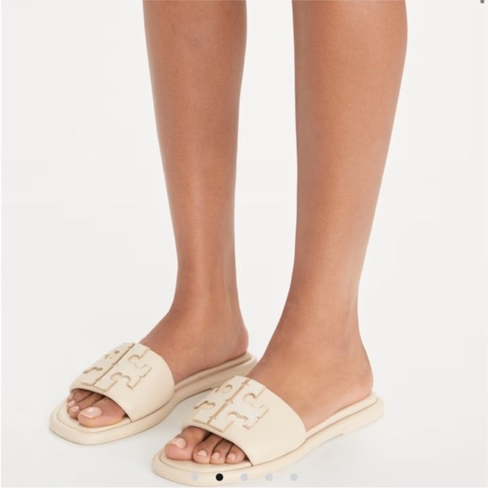 New Tory Burch double sport slide c width nappa leather
